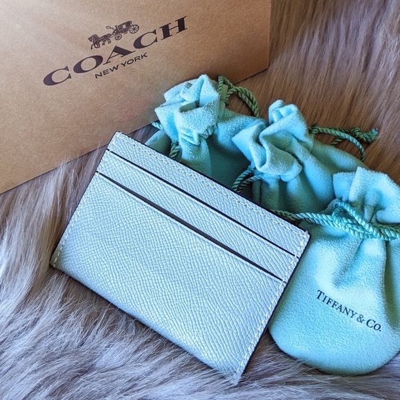 COACH Tiffany Blue Card Case Wallet Holder - Picture 2 of 6